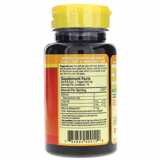 BioAstin Vegan 12 Mg Hawaiian Astaxanthin, NXH